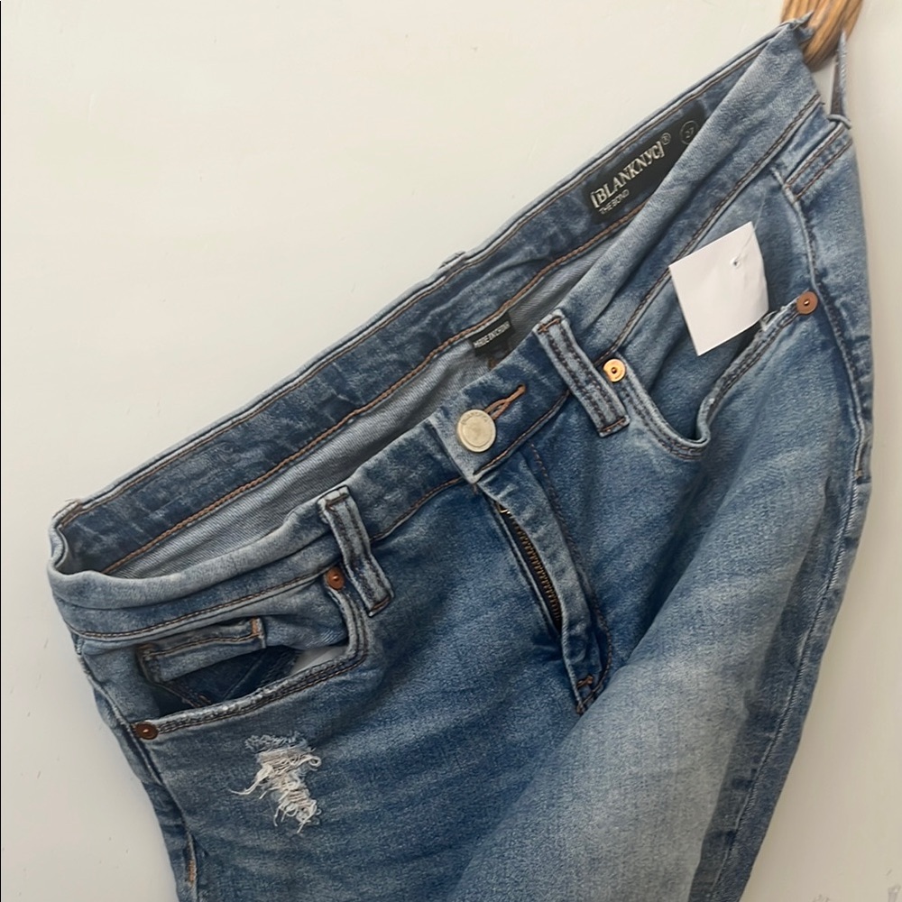 Blank NYC Blue Skinny Jeans with Distressed Details